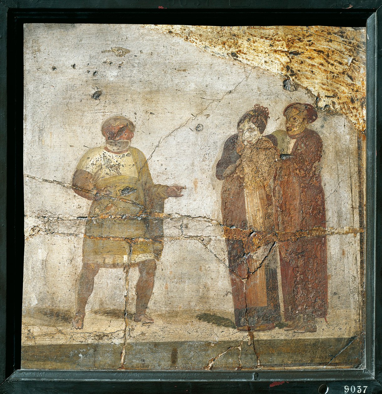 Olaszország, Campania, Pompei, Színházi jelenet, freskó alkotó: Roman Roman