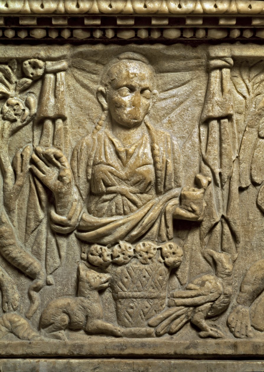 Virágárus ábrázolása (dombormű) alkotó: Roman Roman