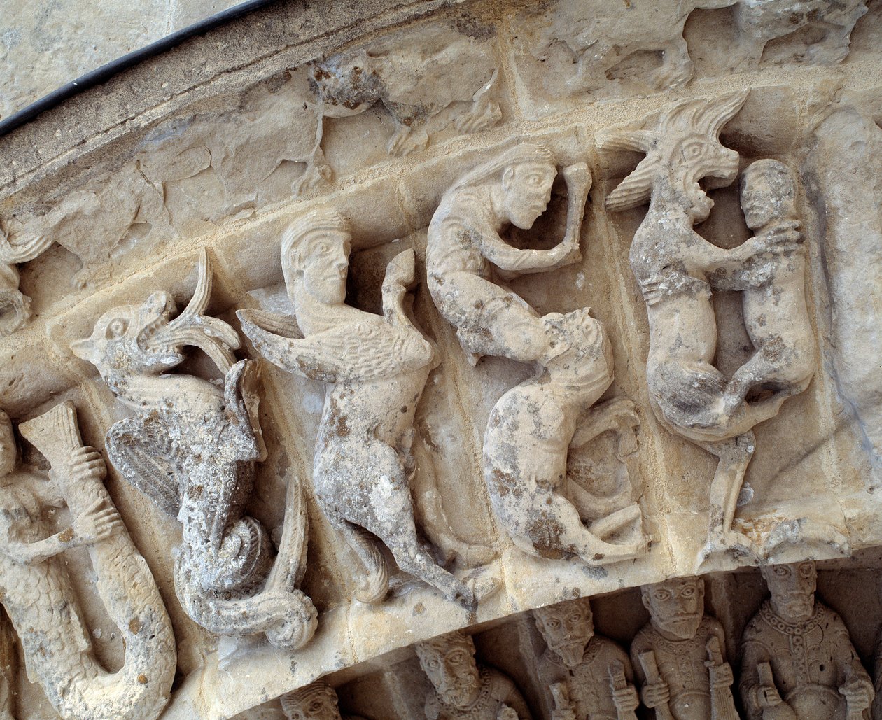 Részlet a déli portál szobrairól alkotó: Romanesque