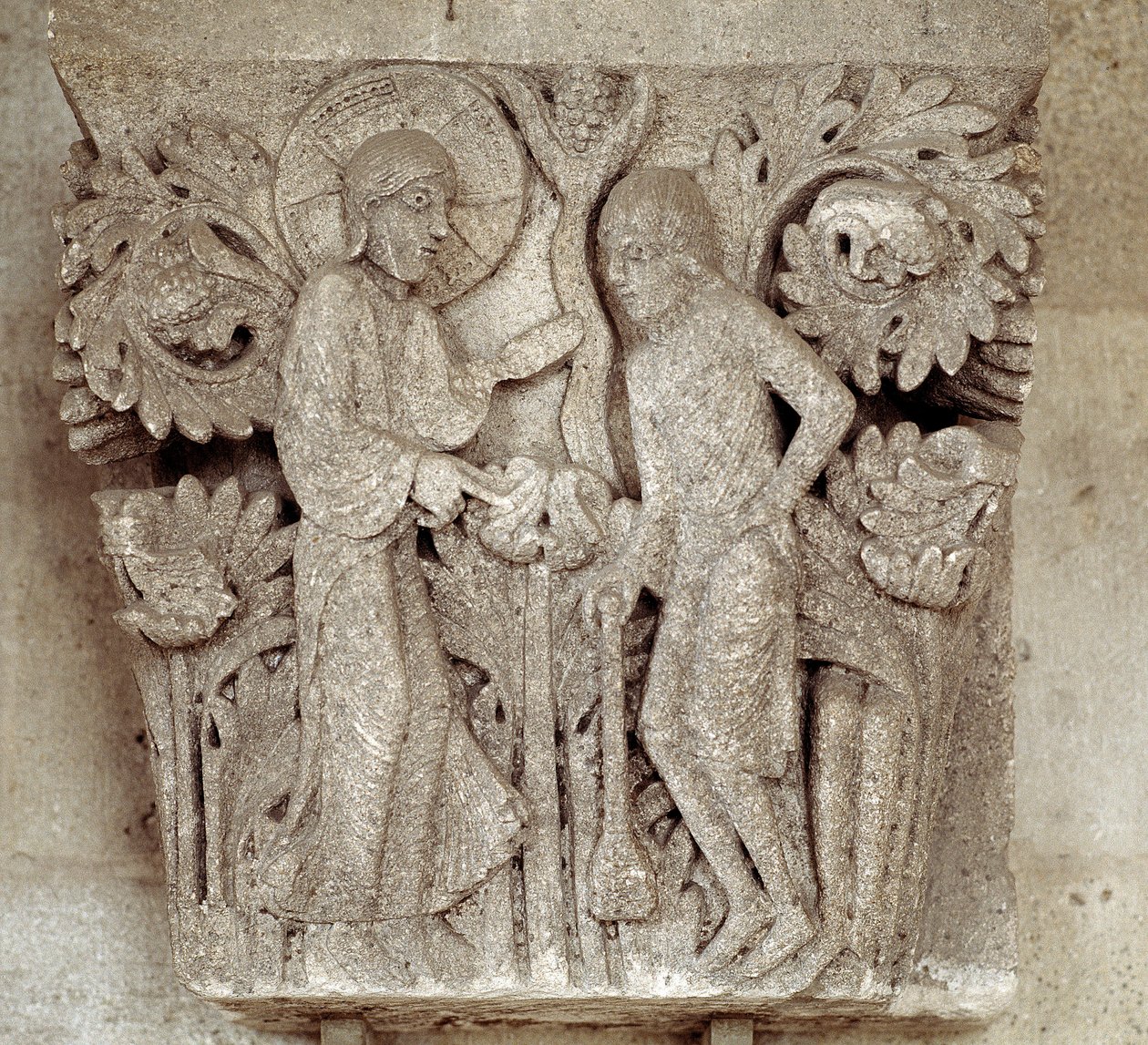 Isten és Káin (faragott tőke) alkotó: Romanesque
