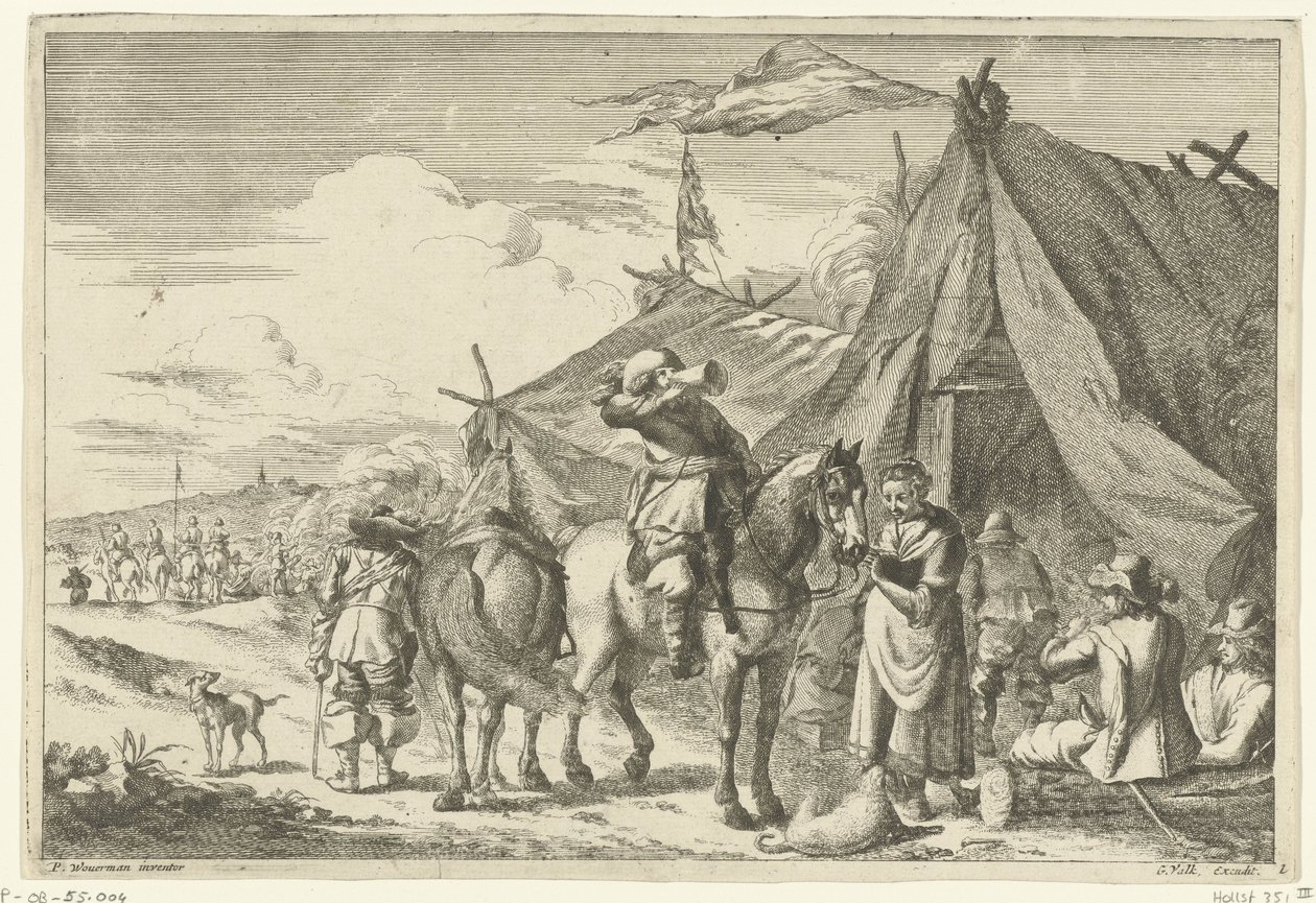 A lovasok a sátraknál pihennek alkotó: Romeyn de Hooghe (rejected attribution)