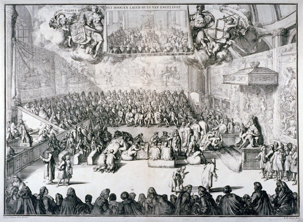 „Anglia felső és alsó háza”, 1689 alkotó: Romeyn de Hooghe