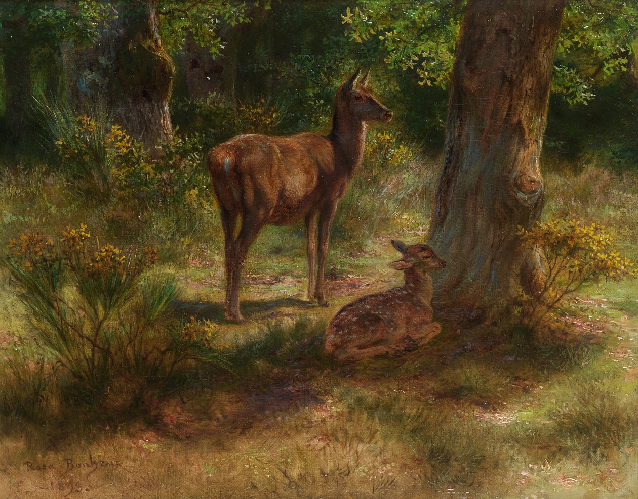 Szarvas és őz az erdőben alkotó: Rosa Bonheur