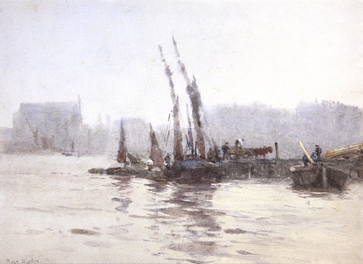 Az uszályok kirakodása (akvarell) alkotó: Rose Maynard Barton