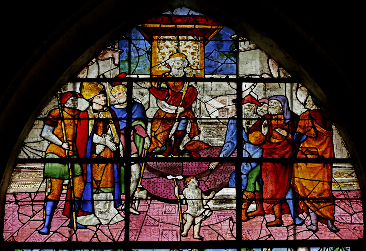 Ablak Szent Dénest Fescennius prokonzul előtt, 2921672 részlet, 1530-40 alkotó: Rouen School
