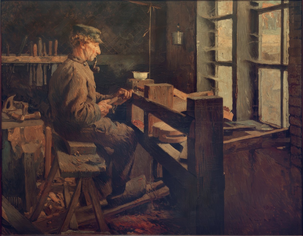 Holland faesztergáló munka közben (Blokje-Maker) alkotó: Rudolf Gudden