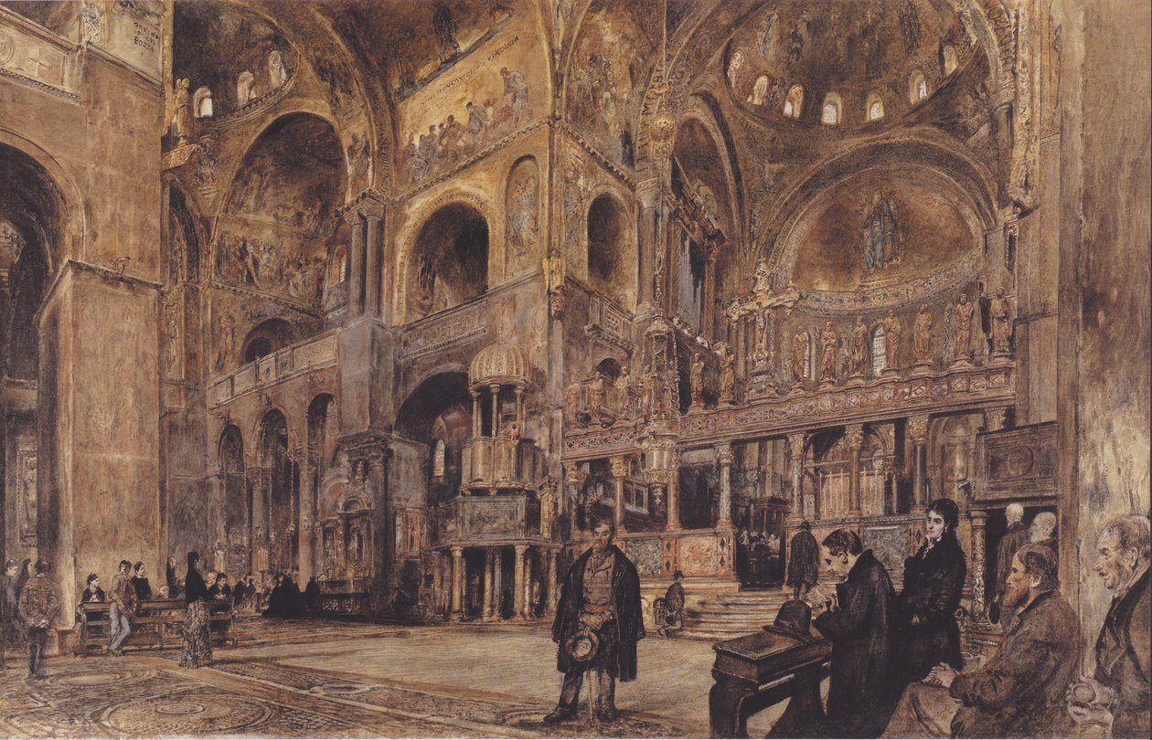 Német: A velencei Szent Márk-templom belső nézete alkotó: Rudolf von Alt