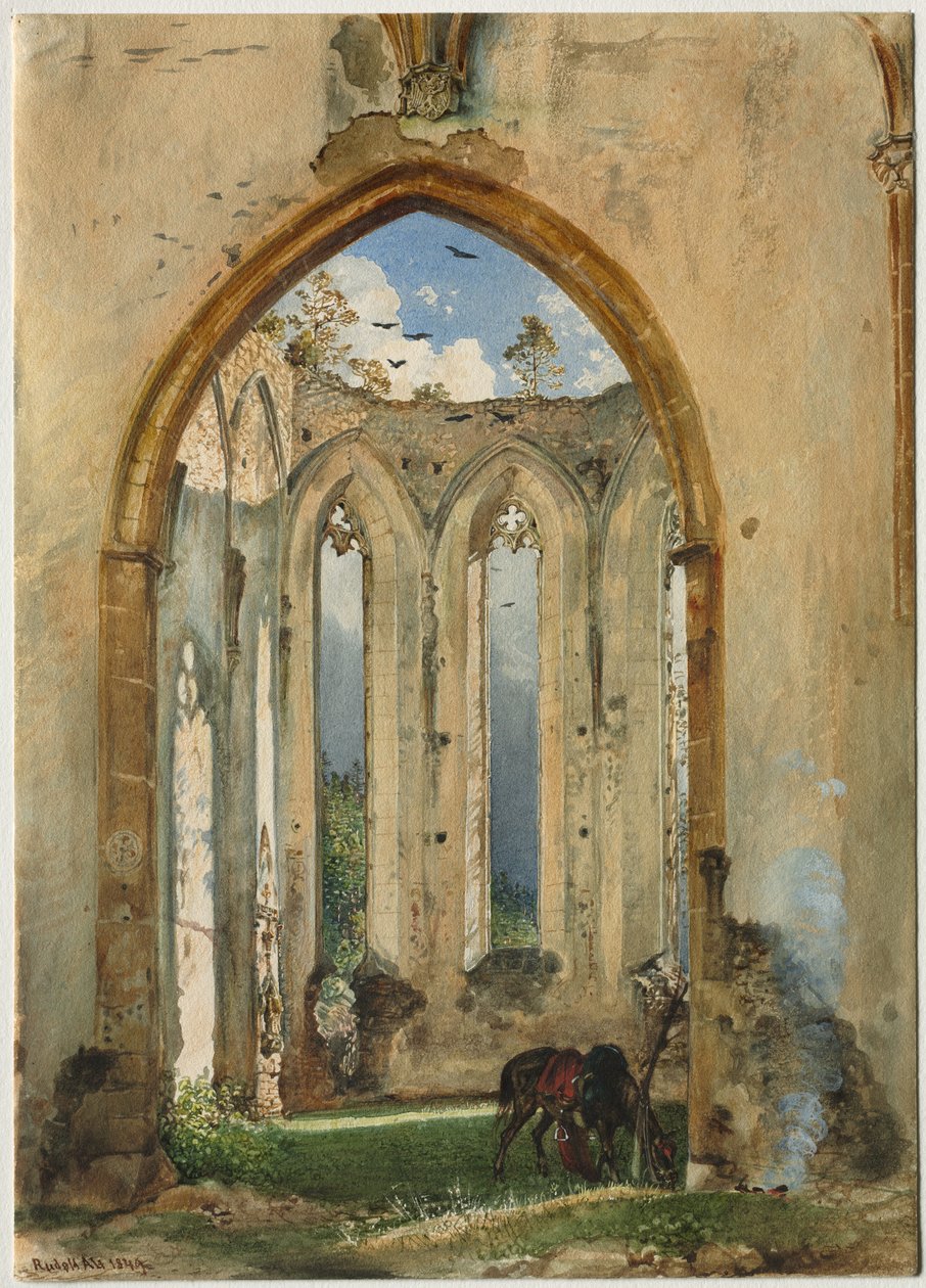 Egy templom romja, 1849. alkotó: Rudolf von Alt