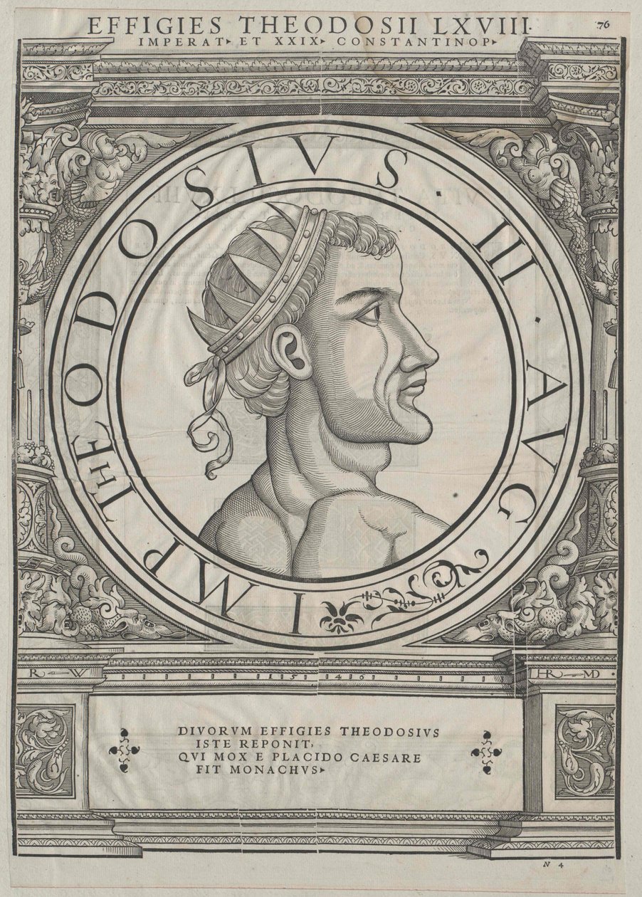 III. Theodosius kelet-római császár (nyomtatás) alkotó: Rudolph Wyssenbach