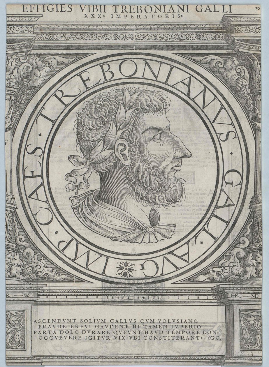 Trebonianus Gallus római császár (nyomtatás) alkotó: Rudolph Wyssenbach