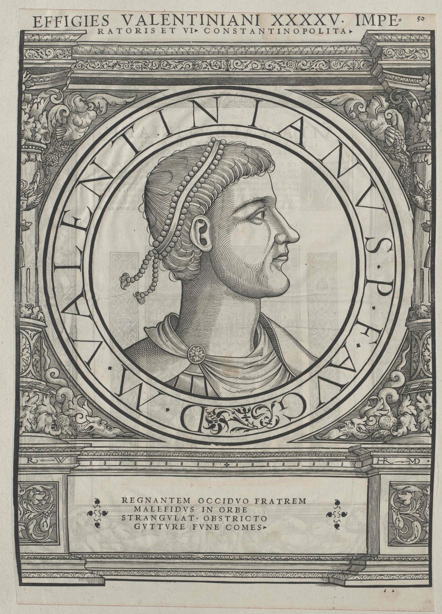 II. Valentinianus római császár (nyomtatás) alkotó: Rudolph Wyssenbach