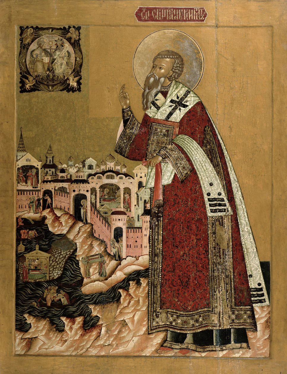 Klemens pápa élete jeleneteivel (tempera a panelen) alkotó: Russian School