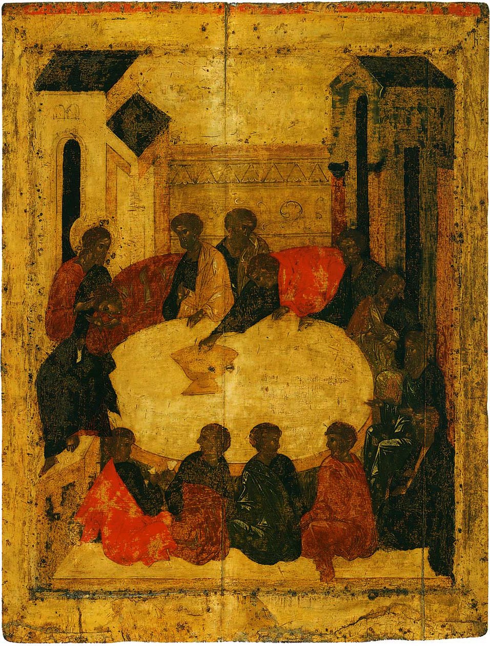 Az utolsó vacsora (tempera és aranylevél a panelen) alkotó: Russian School