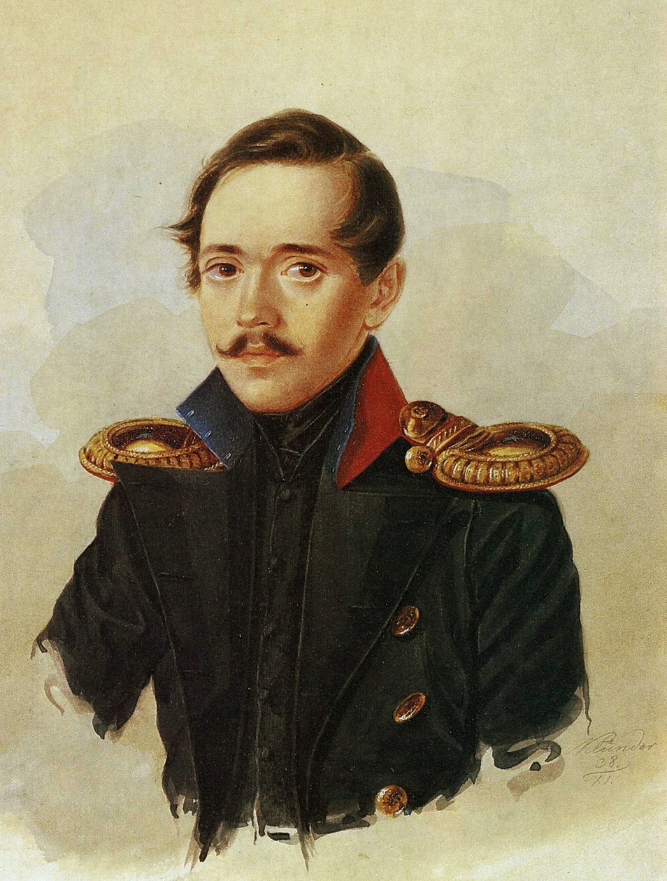 Mihail Lermontov portréja, 1838 körül alkotó: Russian School