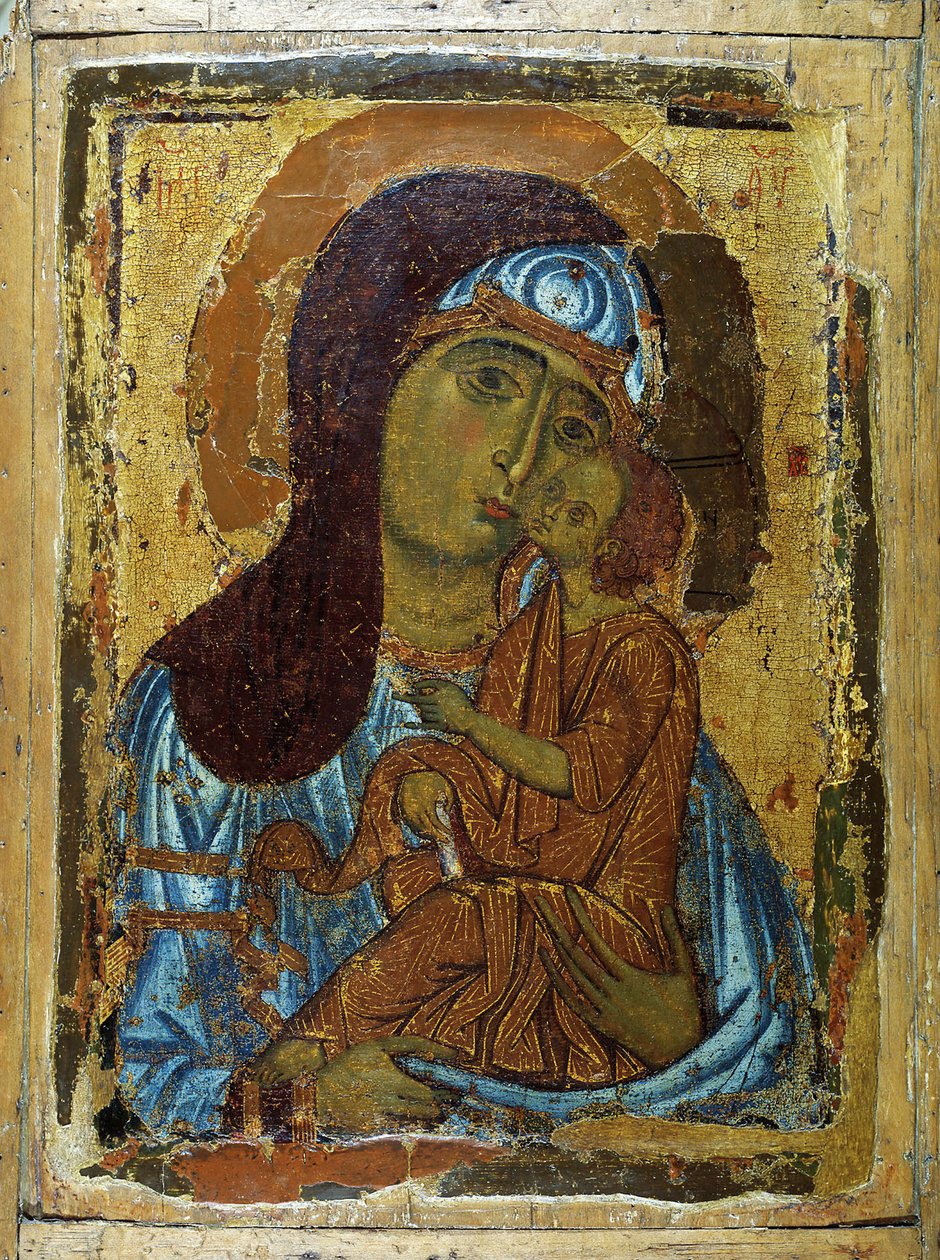 Szűz Eleusza, 13. század eleje. alkotó: Russian icon.