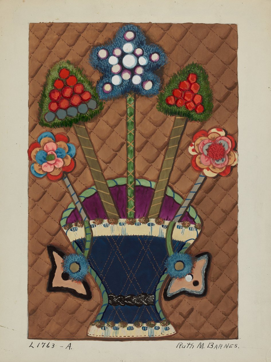 Takaró rátét paplan, c. 1936. alkotó: Ruth M Barnes