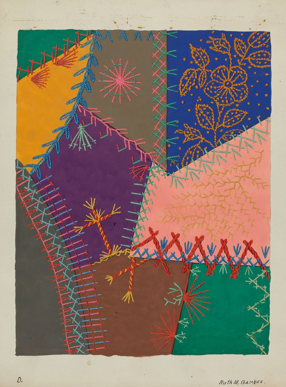 Őrült paplanrészlet, c. 1940. alkotó: Ruth M Barnes