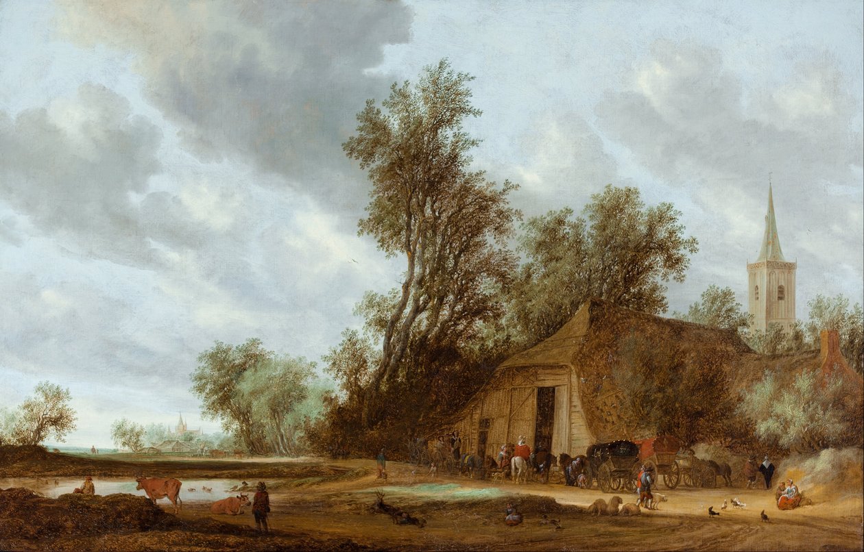 Megállás a fogadóban alkotó: Salomon van Ruisdael or Ruysdael