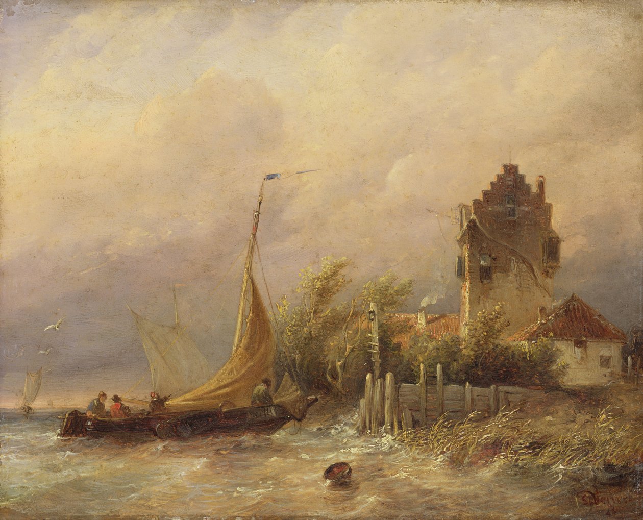 A halászhajó hazatérése, 1846 alkotó: Salomon Leonardus Verveer
