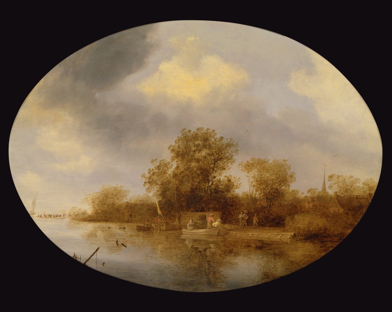 Folyói táj homár edényeket kirakodó férfiakkal alkotó: Salomon van Ruisdael or Ruysdael