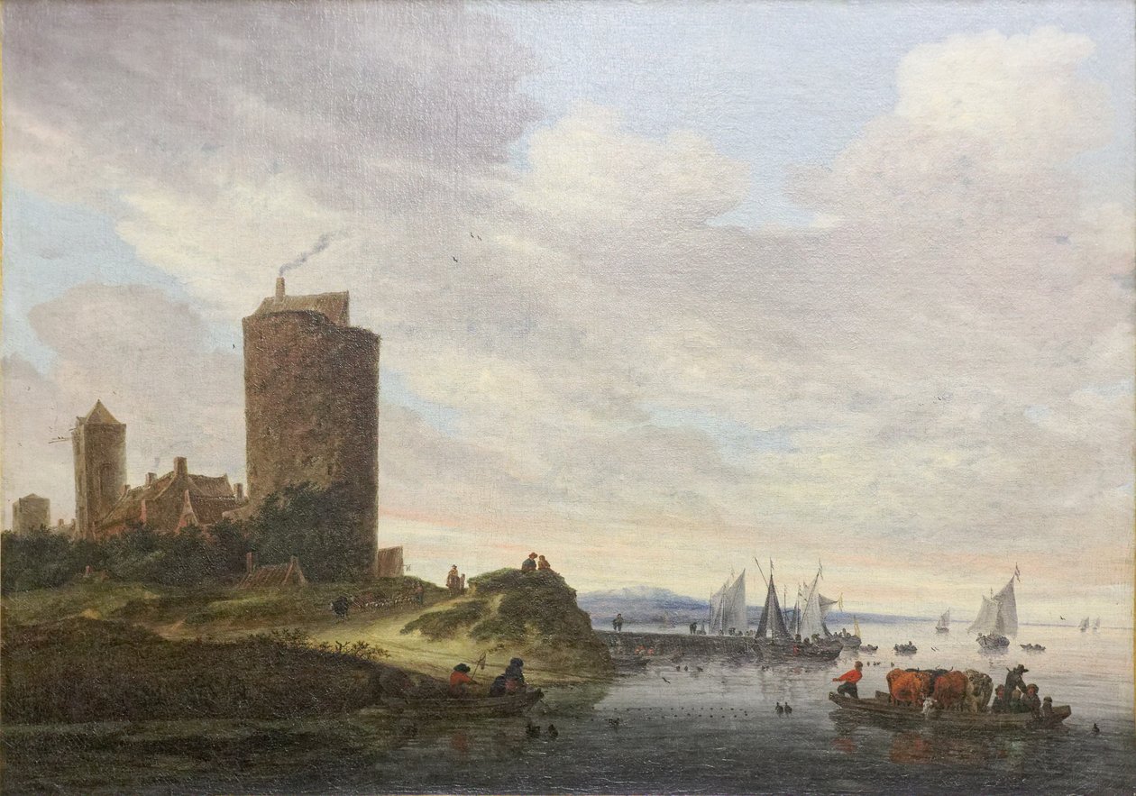 A nagy torony, folyami táj alkotó: Salomon van Ruisdael or Ruysdael
