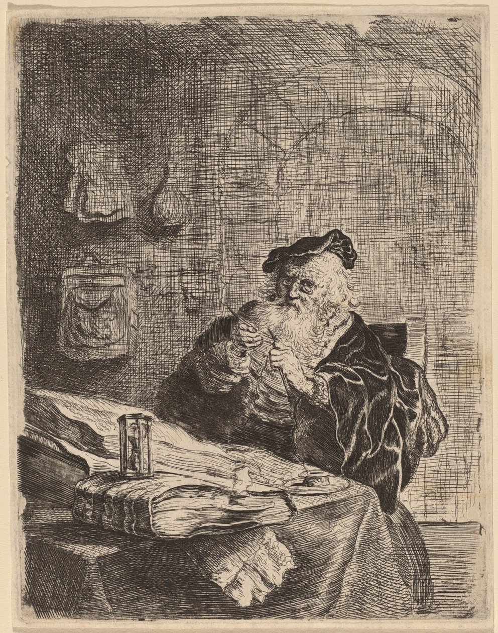 Férfi tollkéssel alkotó: Salomon Koninck
