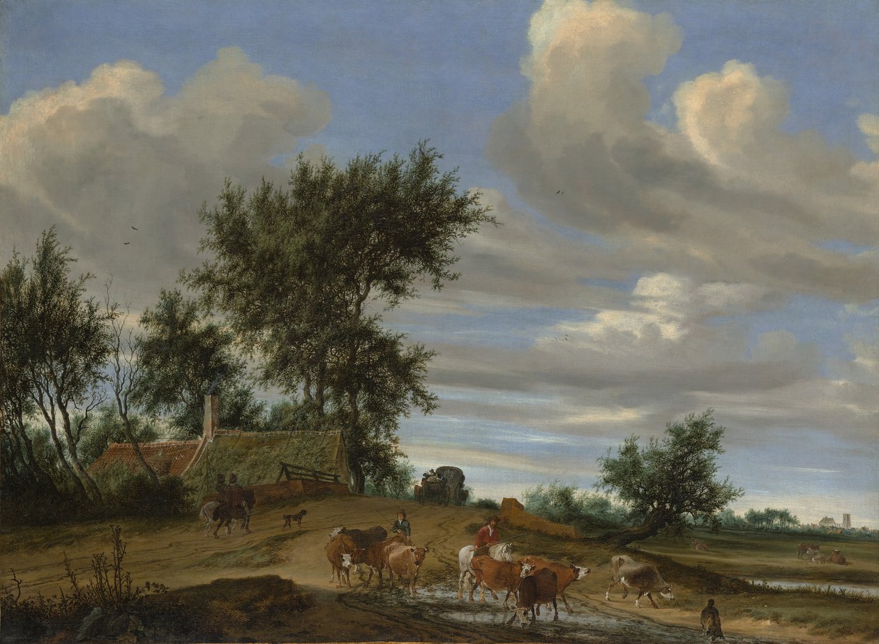 Egy országút, 1648. alkotó: Salomon Ruysdael