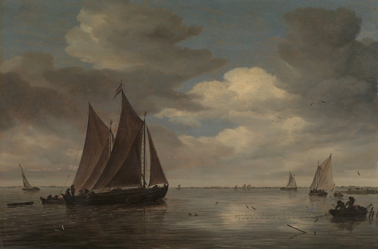 Halászhajók a folyón, 1660-as évek eleje. alkotó: Salomon Ruysdael