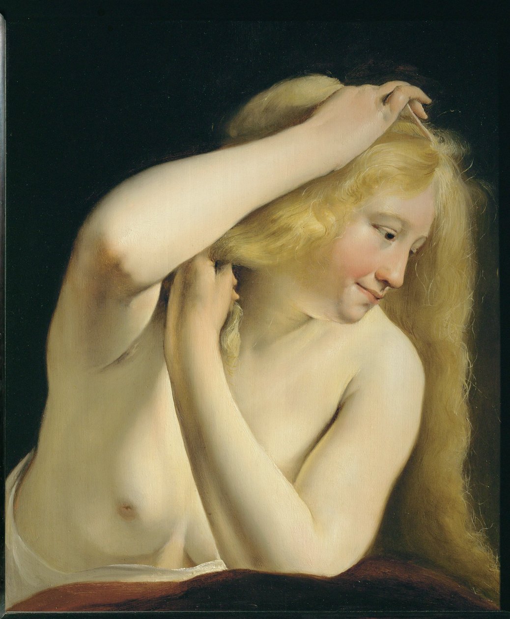 Fiatal nő fésülködik ... alkotó: Salomon de Bray