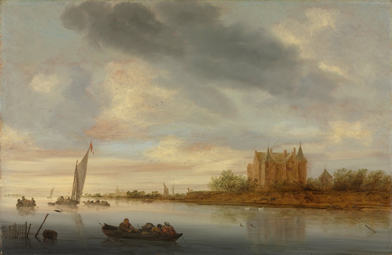 Kastély a folyón alkotó: Salomon van Ruysdael