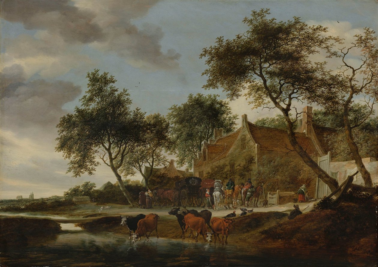 Az öntöző hely alkotó: Salomon van Ruysdael