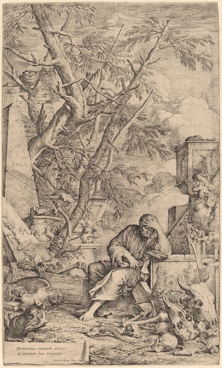 Démokritosz a meditációban alkotó: Salvator Rosa