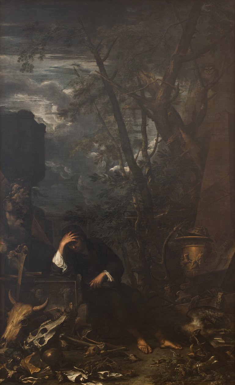 Démokritosz a meditációban alkotó: Salvator Rosa