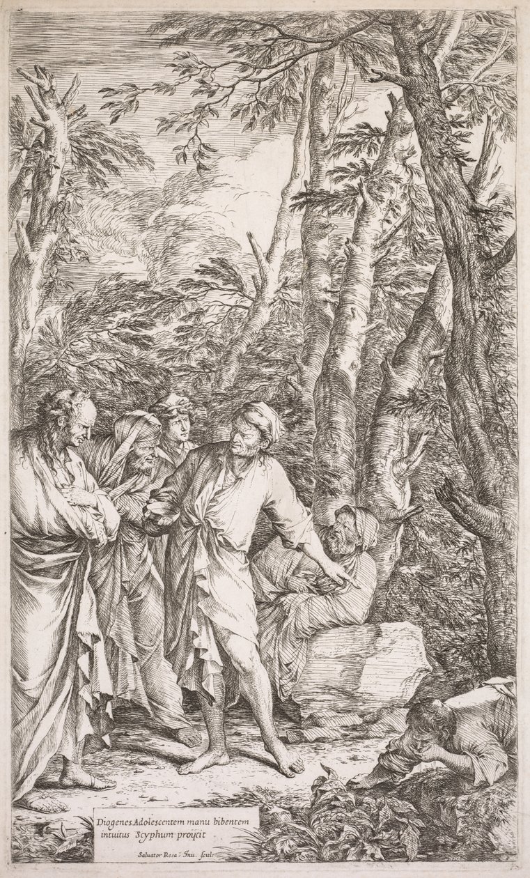 Diogenész és pohara, 1662. alkotó: Salvator Rosa