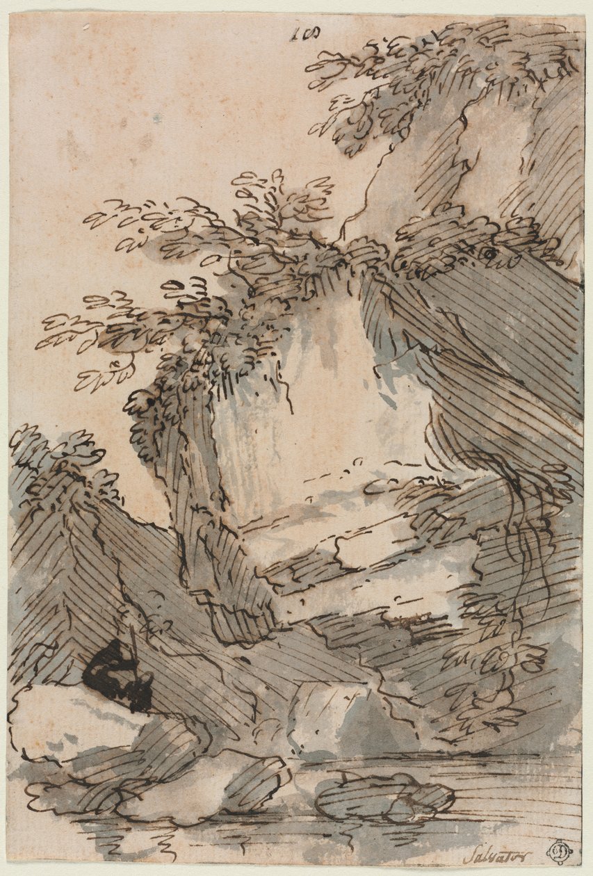 Figurák egy sziklás medence mellett, 16601673. alkotó: Salvator Rosa