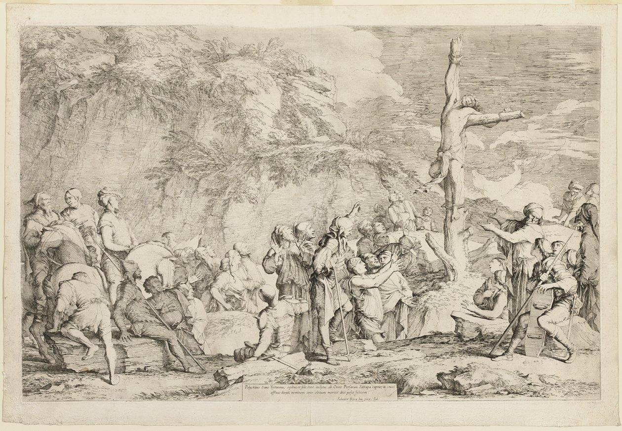 Polikratész keresztre feszítése alkotó: Salvator Rosa