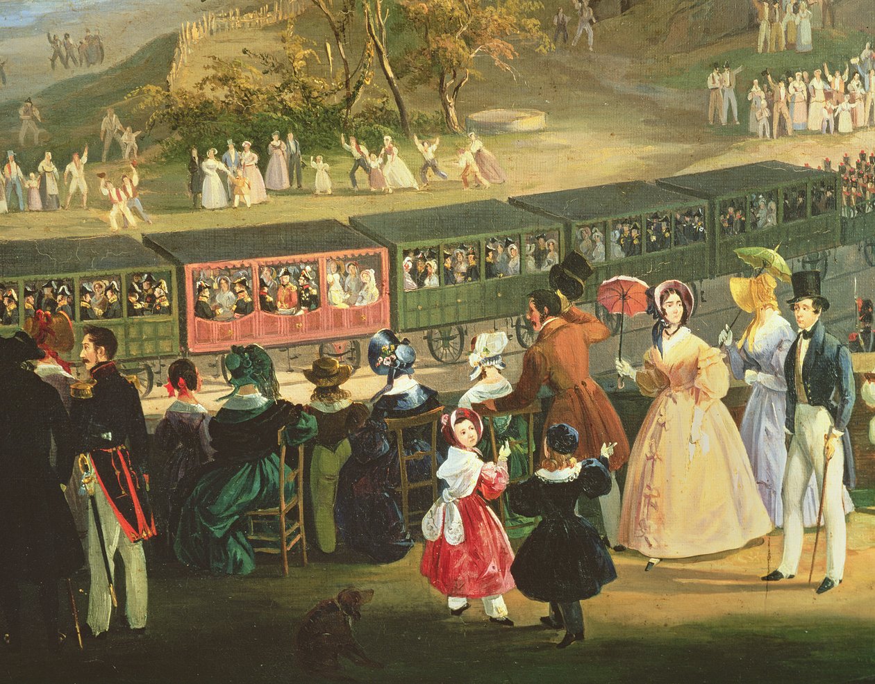 A Nápoly-Portici vasútvonal megnyitása 1839-ben (20137-es részlet) alkotó: Salvatore Fergola