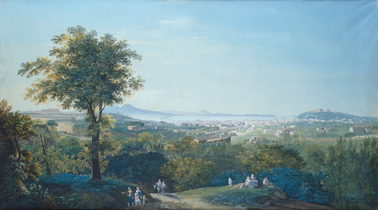 Nápoly a Capodimonte Scudillotól (akvarell) alkotó: Salvatore Fergola