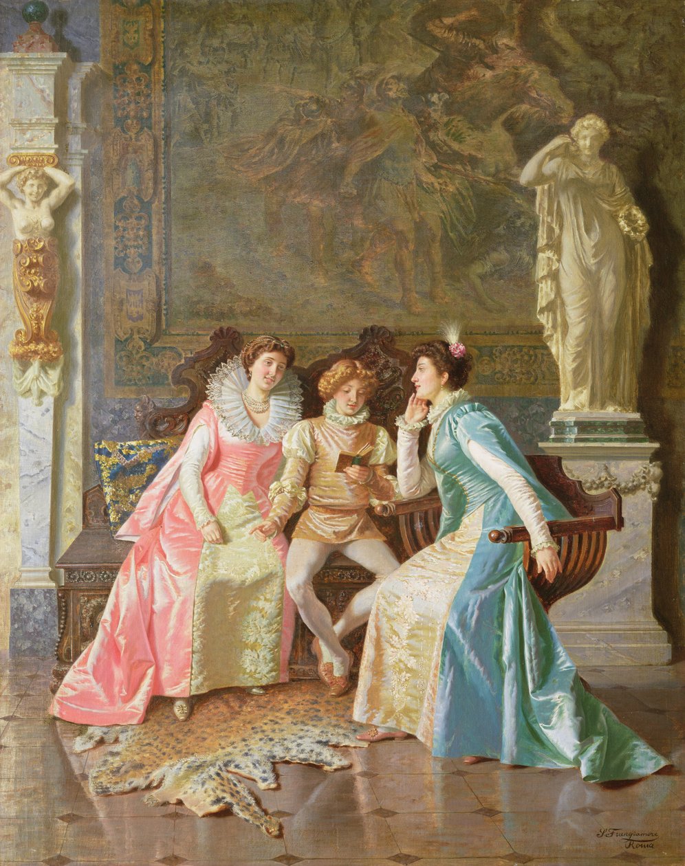 Olvasás, 1890 körül (olaj, vászon) alkotó: Salvatore Frangiamore
