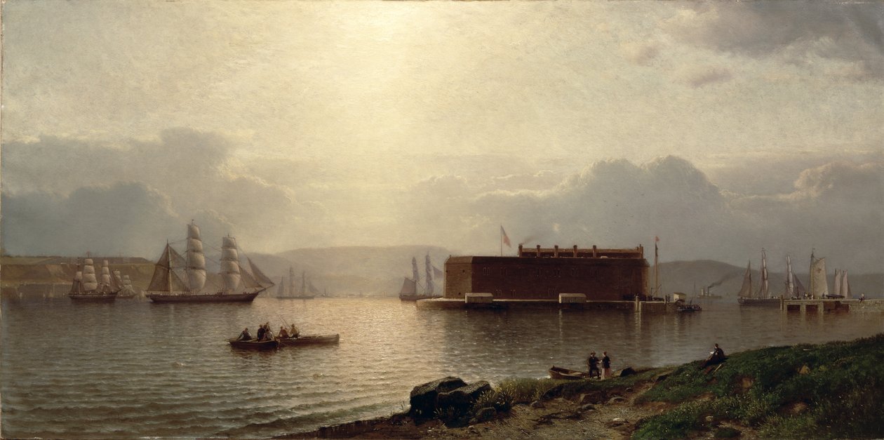 The Narrows és Fort Lafayette, a kikötőbe érkező hajók, New York kikötője, 1868 alkotó: Samuel Coleman