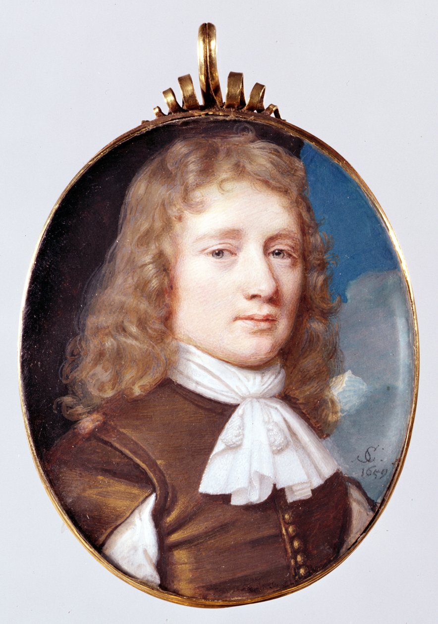 Miniatűr portré egy ismeretlen emberről, 1659 (wc pergamen) alkotó: Samuel Cooper