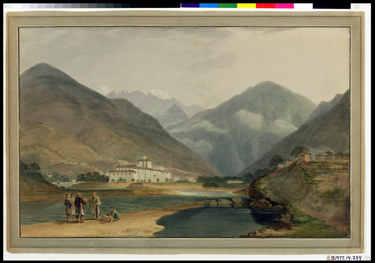 Bhután egykori téli fővárosa, Punakha Dzong, 1783 alkotó: Samuel Davis