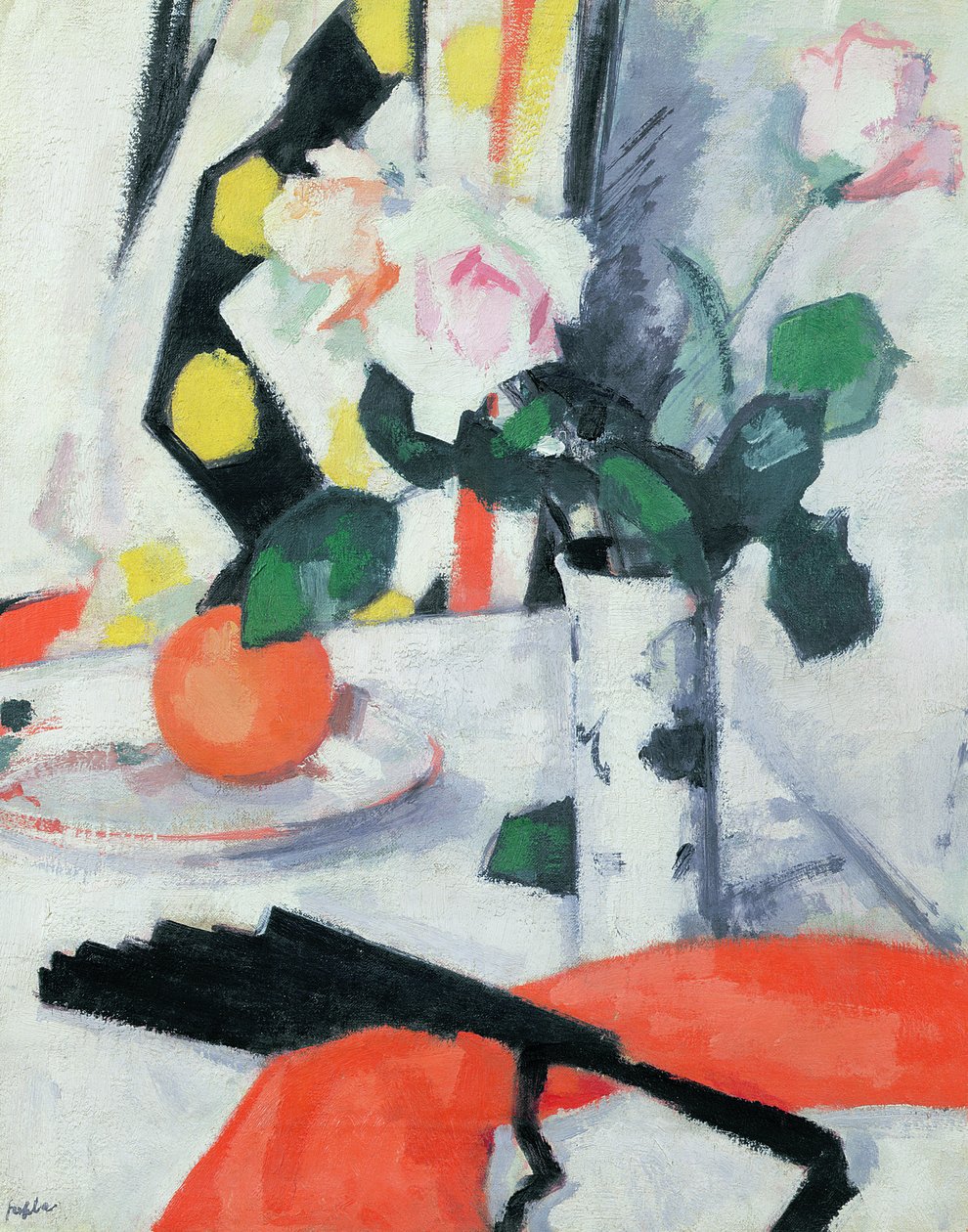 Csendélet: Rózsák kínai vázában fekete legyezővel, 1924 alkotó: Samuel John Peploe
