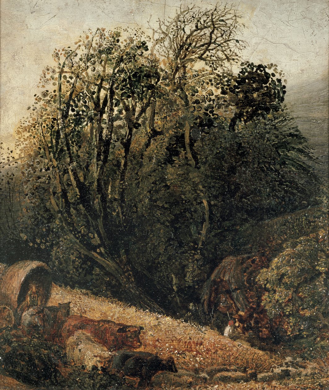 Fákkal szegélyezett kukoricamező, 19. század alkotó: Samuel Palmer