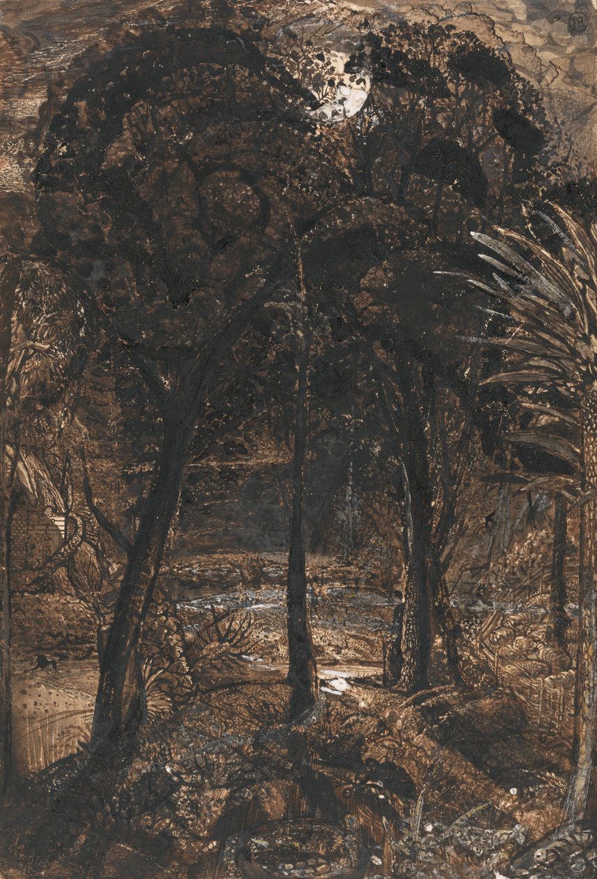 Holdfényes jelenet kanyargós folyóval alkotó: Samuel Palmer