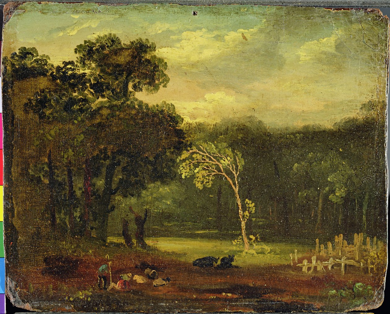 Vázlat a Sion Park természetéből, 1819 (olaj, kártya) alkotó: Samuel Palmer
