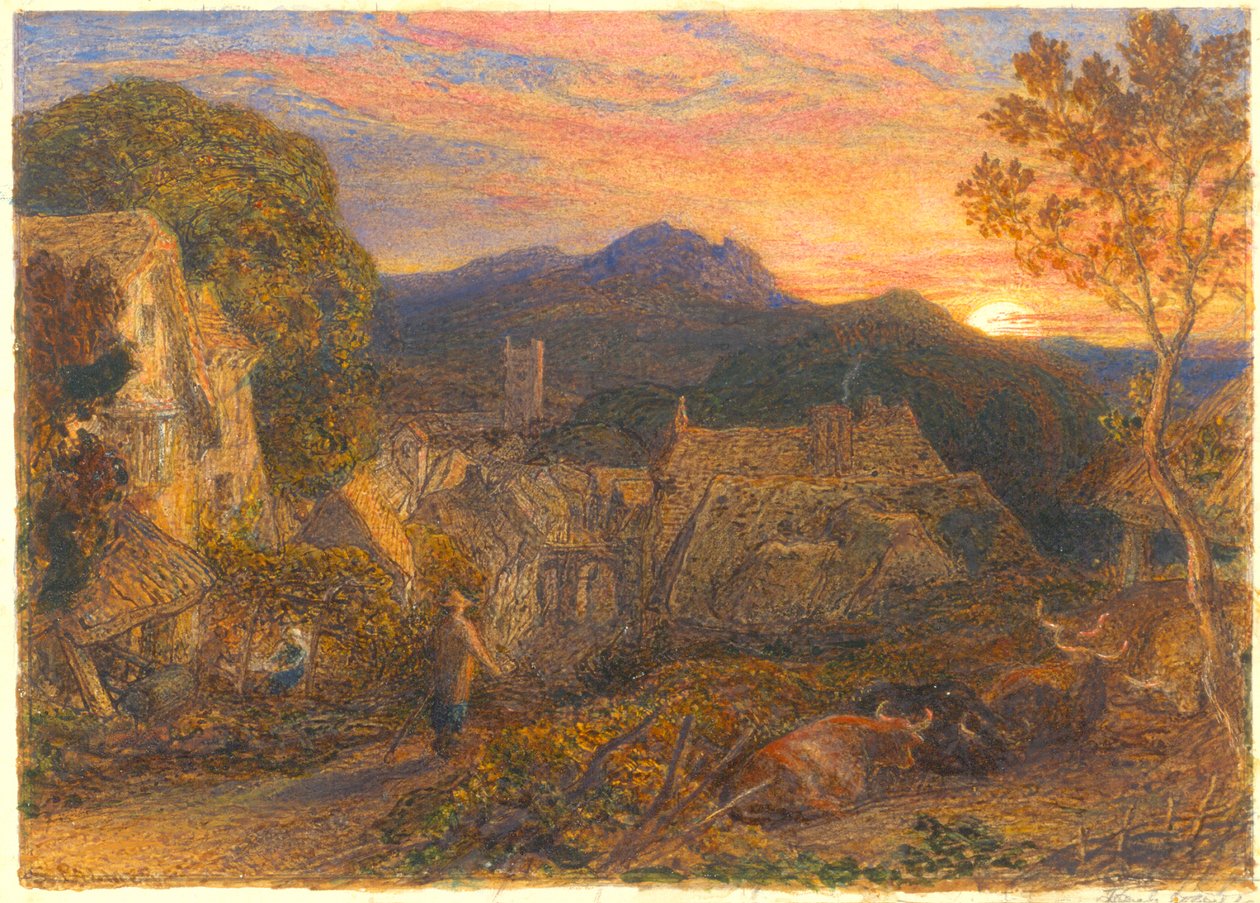 The Bellman, Il Penseroso, 1881 (wc és gumiarábik papíron) alkotó: Samuel Palmer