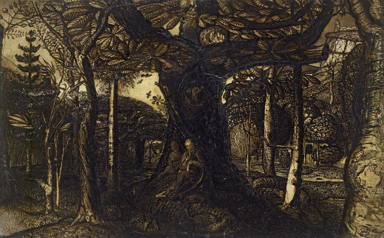 Az erdőszoknyák, 1825 (toll és ecset, szepia) alkotó: Samuel Palmer