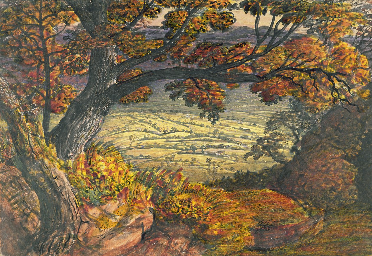 The Weald of Kent, 1827-28 körül (wc és gouache, papír) alkotó: Samuel Palmer