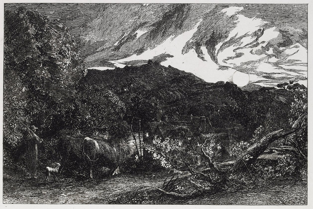 The Weary Ploughman, 1858 (rézkarc és szárazhegy) alkotó: Samuel Palmer